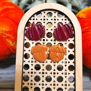 Handmade Fall Stud Earrings | Pumpkins or Acorns